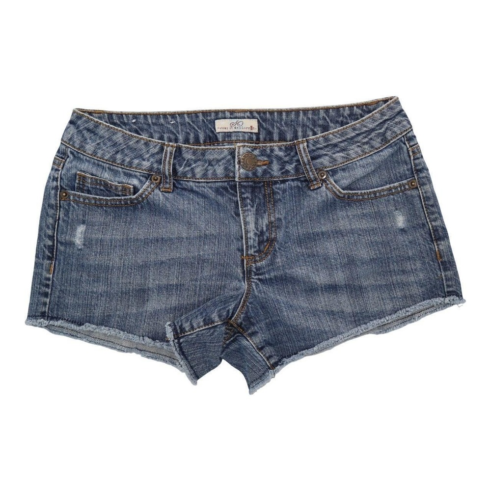 Y2K SO Wear It Declare It Low Rise Distressed Raw Hem Denim Shorts Size 7